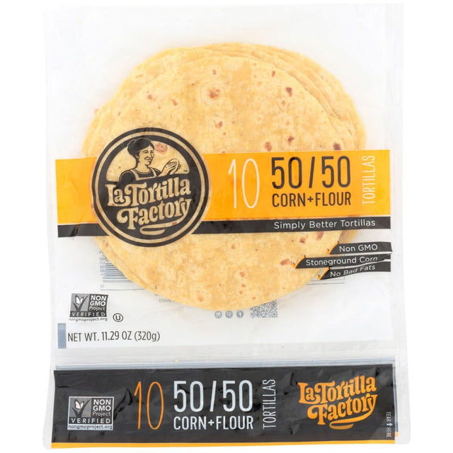 LA TORTILLA FACTORY: 50 50 Corn Flour Blend Tortillas, 11.29 oz - Sunshine Co Op. - #tag1# - #tag2# - #tag3# - #tag4#
