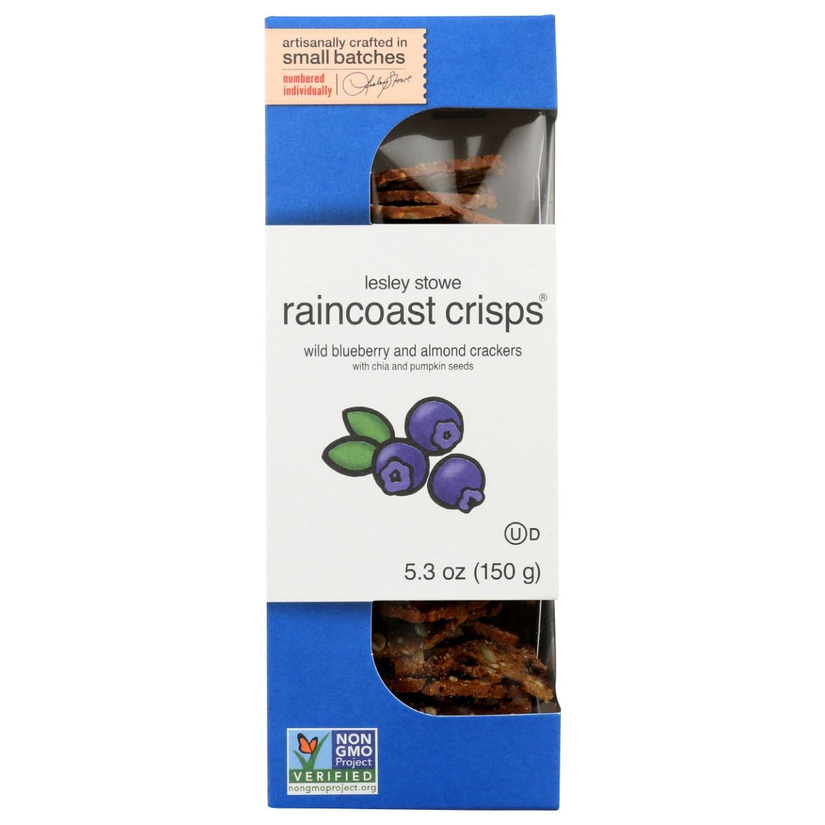 LESLEY STOWE: Wild Blueberry and Almond Crackers, 5.3 oz - #tag1# - #tag2#