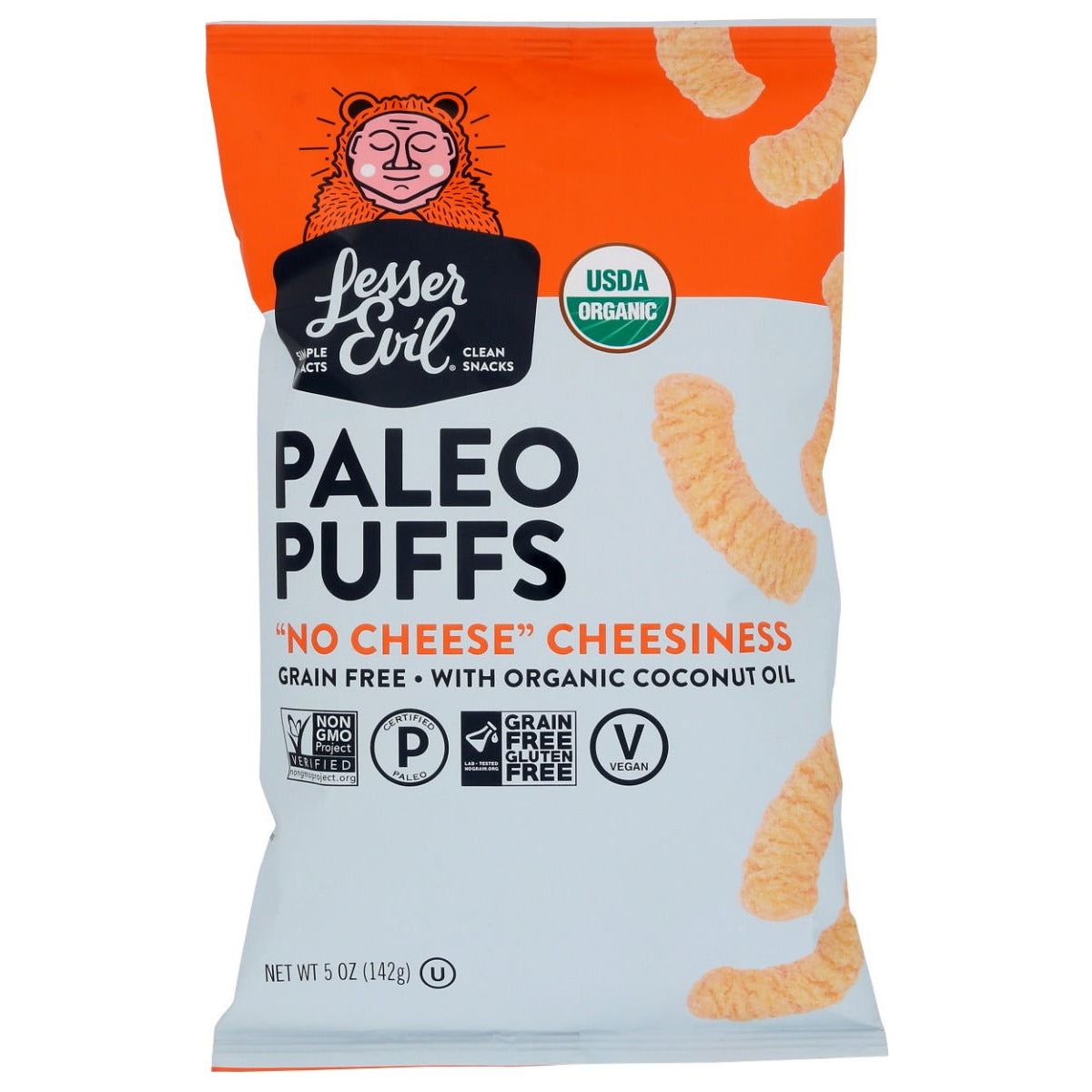 LESSER EVIL: No Cheese Cheesiness Paleo Puffs, 5 oz - Sunshine Co Op. - #tag1# - #tag2# - #tag3# - #tag4#