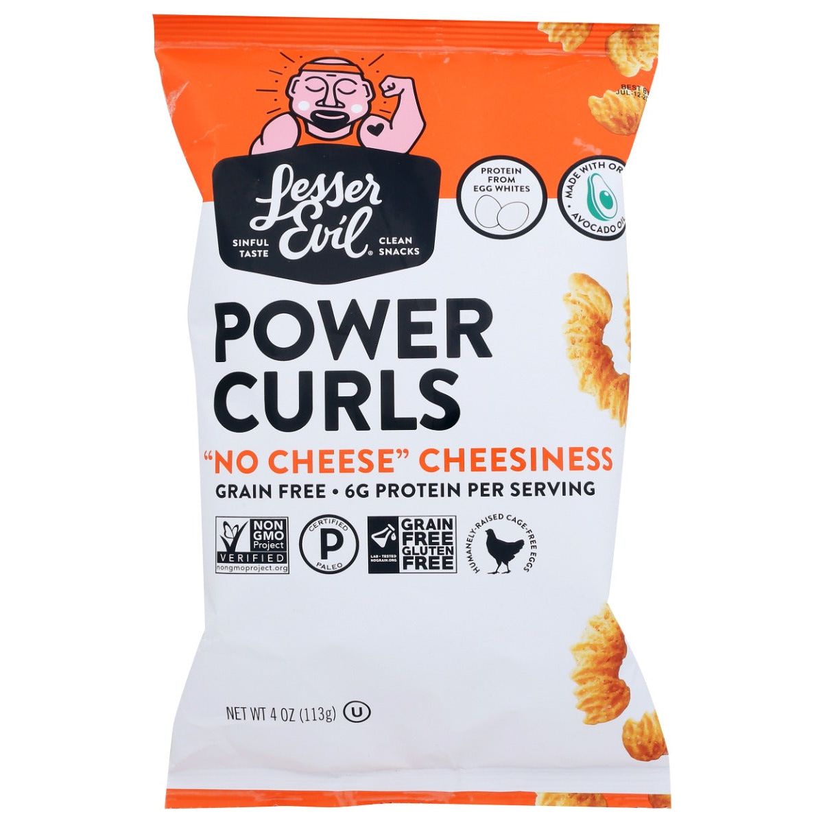 LESSER EVIL: Power Curls "No Cheese" Cheesiness, 4 oz - #tag1# - #tag2#