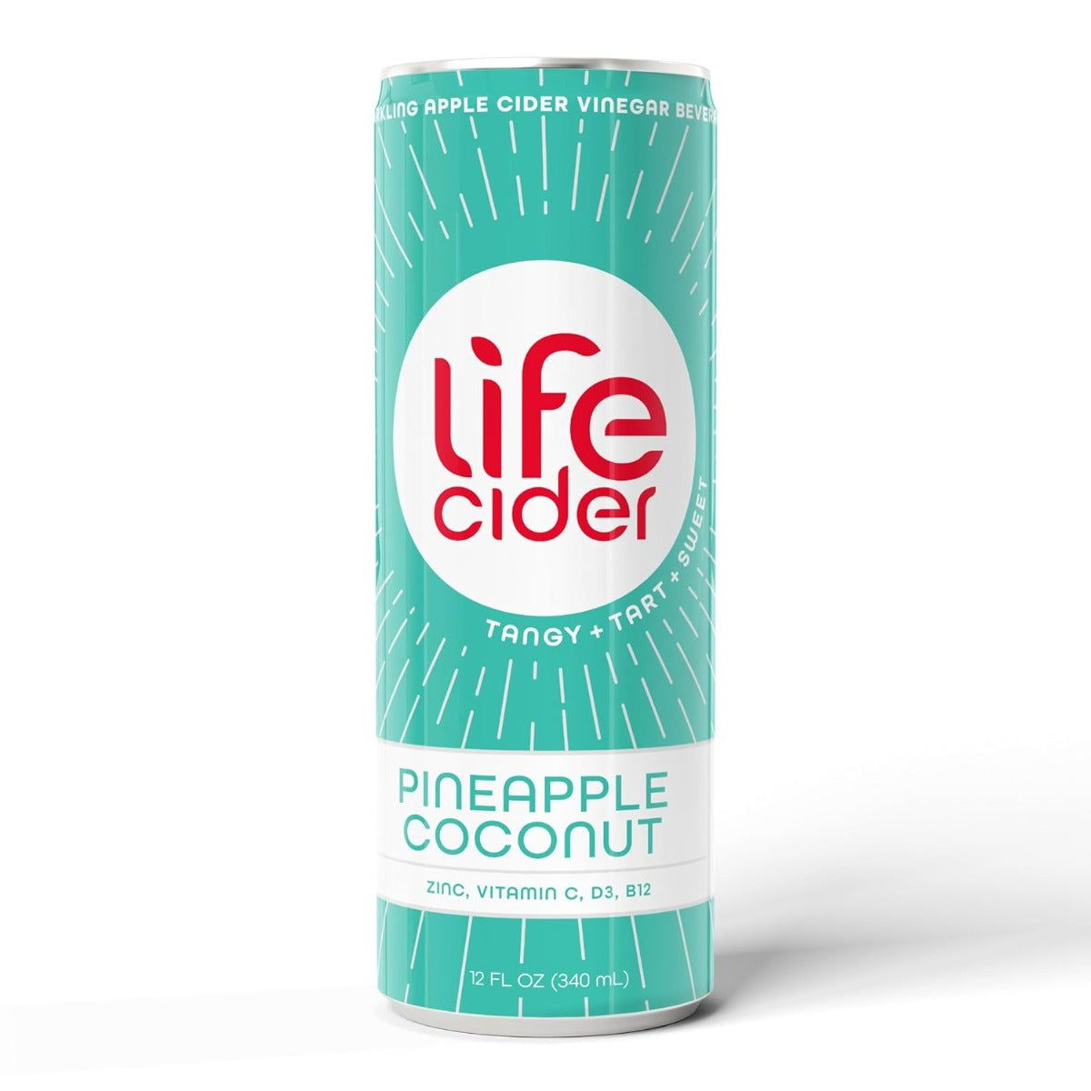 LIFE CIDER: Pineapple Coconut Sparkling Apple Cider Vinegar Lemonade, 12 fo - #tag1# - #tag2#