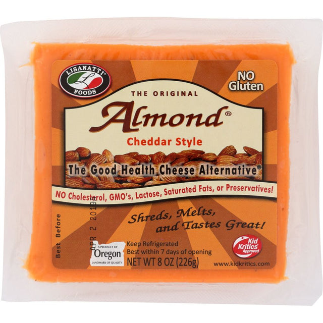 LISANATTI: Cheddar Style Almond Cheese, 8 oz - #tag1# - #tag2#