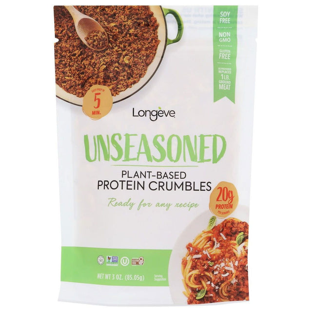 LONGEVE BRANDS: Unseasoned Plant-Based Meatless Crumbles, 3 oz - #tag1# - #tag2#