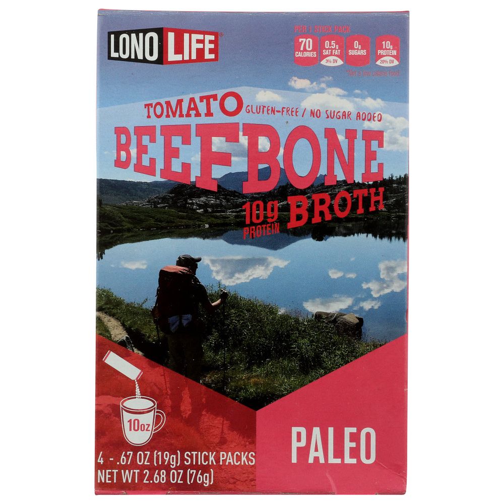 LONOLIFE: Tomato Beef Bone Broth 4 Stick Packs, 2.68 oz - #tag1# - #tag2#