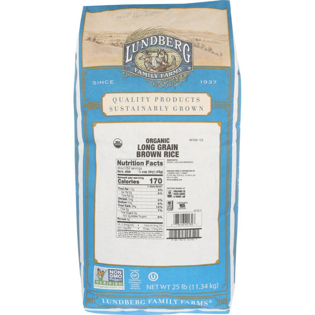 LUNDBERG: Organic Long Grain Brown Rice, 25 lb - #tag1# - #tag2#