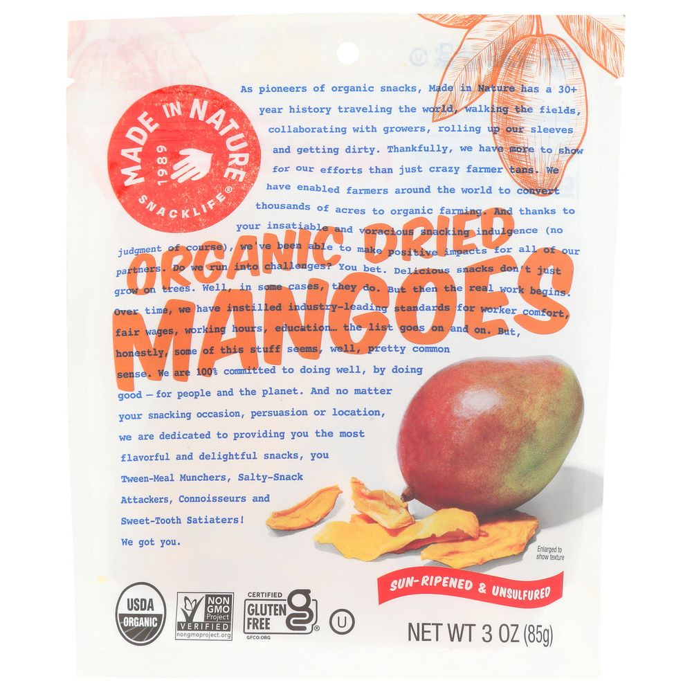 MADE IN NATURE: Organic Mangoes Dried & Unsulfured, 3 oz - #tag1# - #tag2#