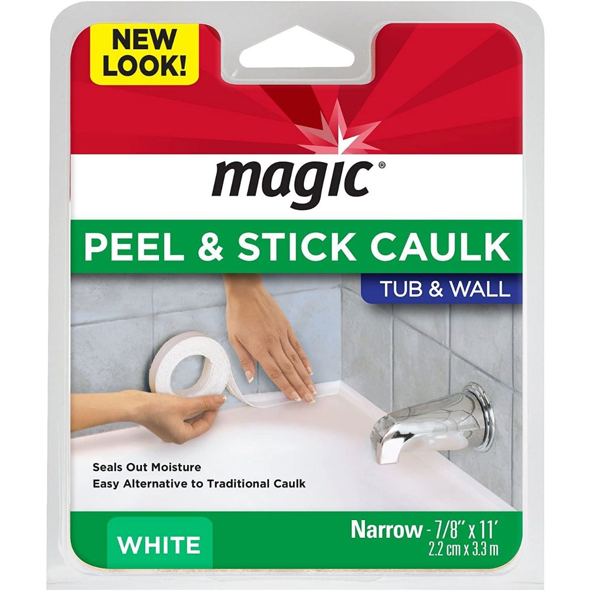MAGIC: White Tub & Wall Peel & Stick Caulk 7/8 Inches, 1 pc - #tag1# - #tag2#