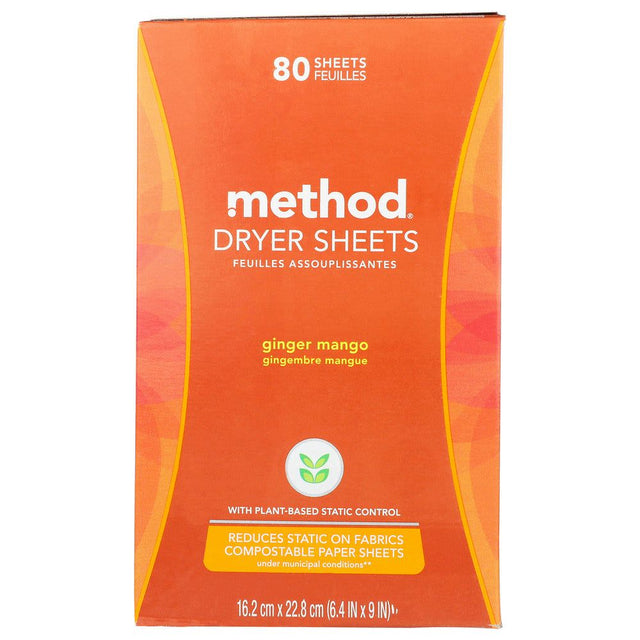 METHOD HOME CARE: Dryer Sheet Gngr Mngo, 80 pc - #tag1# - #tag2#
