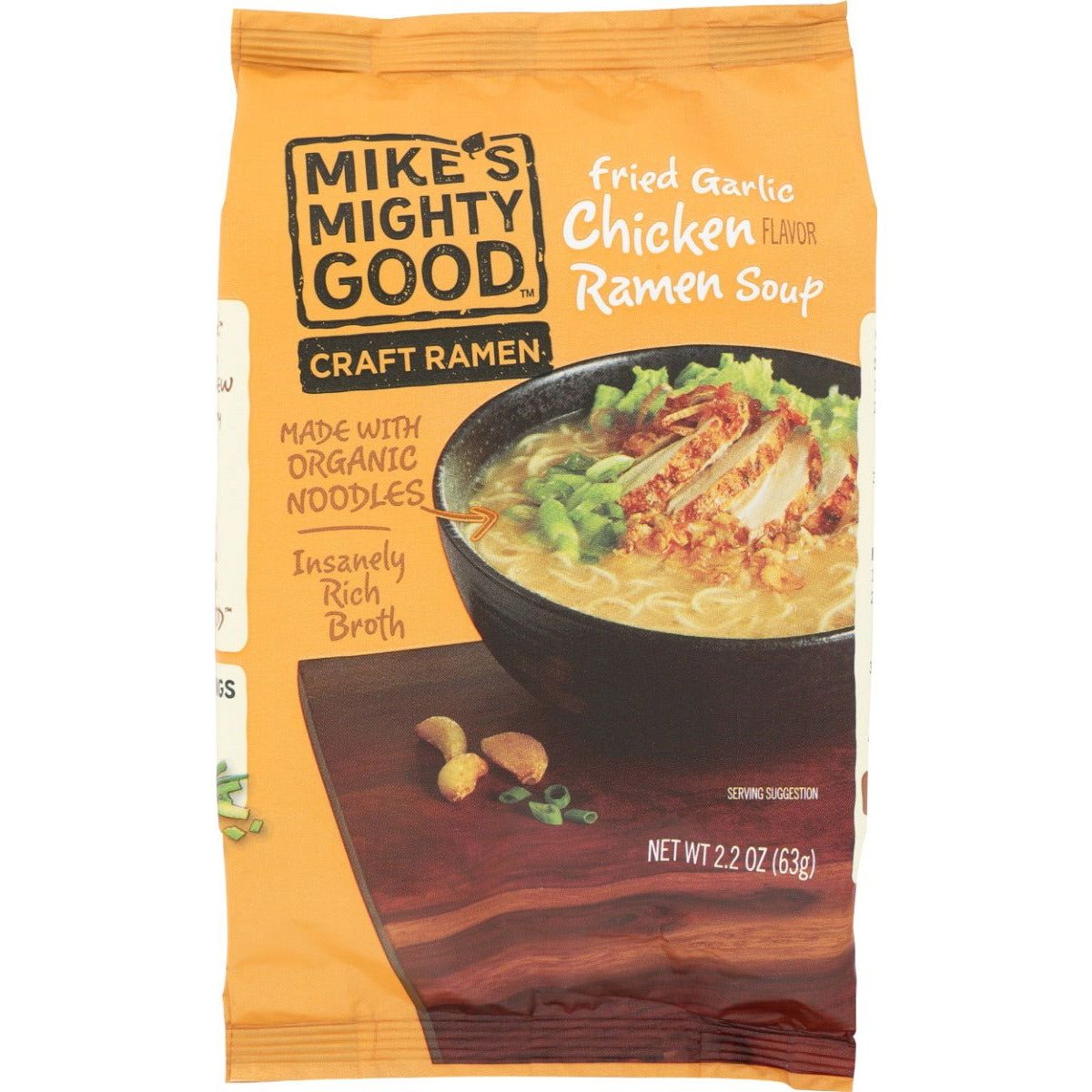MIKES MIGHTY GOOD: Fried Garlic Chicken Ramen Pillow Pack, 2.2 oz - Sunshine Co Op. - #tag1# - #tag2# - #tag3# - #tag4#