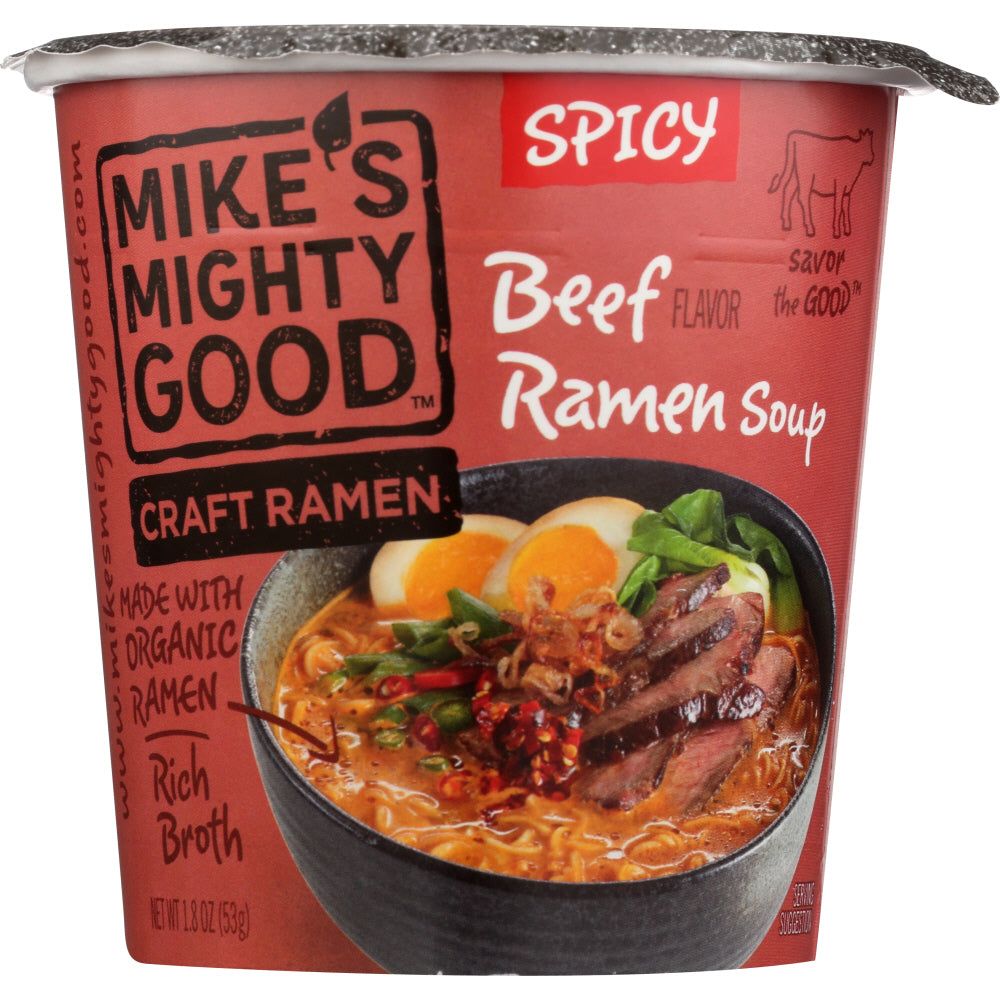 MIKES MIGHTY GOOD: Soup Cup Beef Spicy Org, 1.8 oz - #tag1# - #tag2#