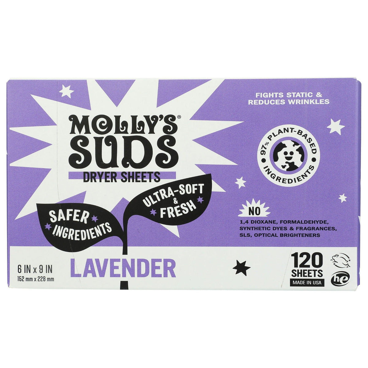 MOLLYS SUDS: Lavender Dryer Sheets Fabric Softener, 120 pk - #tag1# - #tag2#