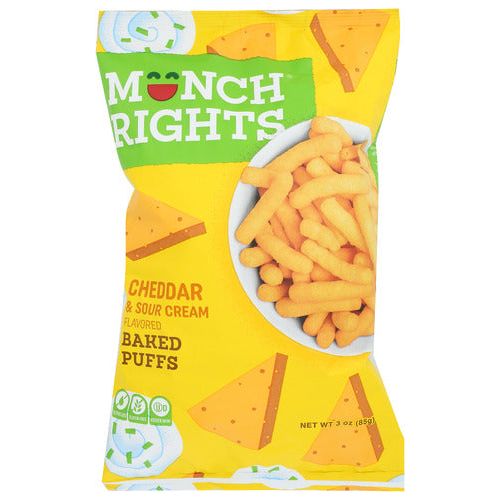 MUNCH RIGHTS: Cheddar Sour Cream Baked Puffs, 3 oz - #tag1# - #tag2#