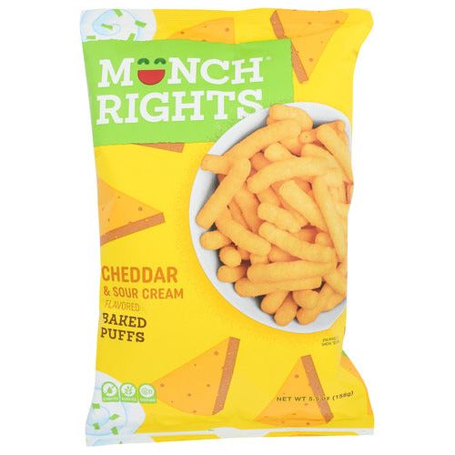MUNCH RIGHTS: Cheddar Sour Cream Baked Puffs, 5.5 oz - #tag1# - #tag2#