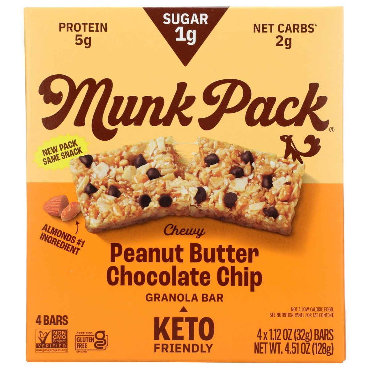 MUNK PACK: Peanut Butter Chocolate Chip Granola Bar 4Pk, 4.51 oz - #tag1# - #tag2#