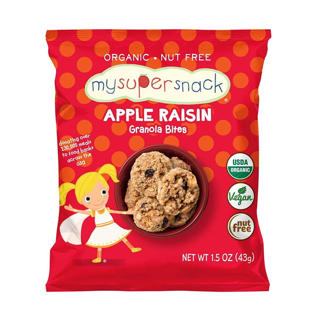 MYSUPERSNACK: Granola Bites Appl Raisin, 1.5 oz - #tag1# - #tag2#
