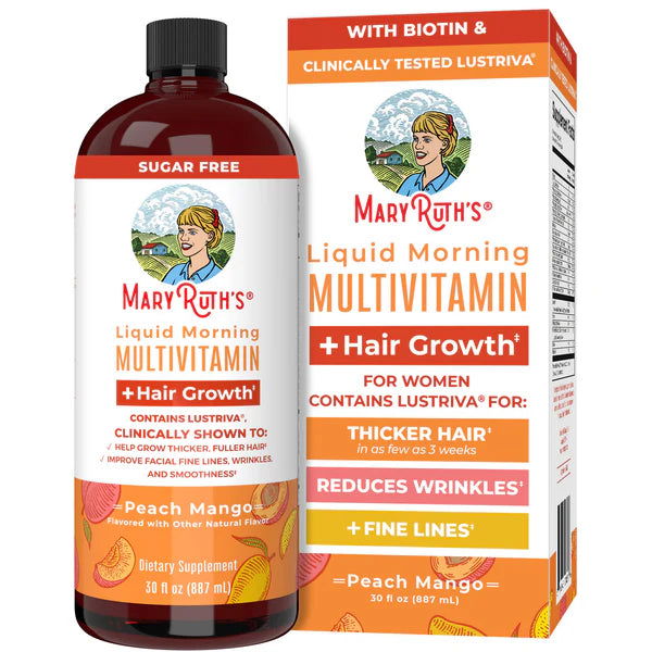 MaryRuth's Liquid Multivitamin Hair Growth - Peach Mango Flavor - 30 FL OZ - Sunshine Co Op. - #tag1# - #tag2# - #tag3# - #tag4#