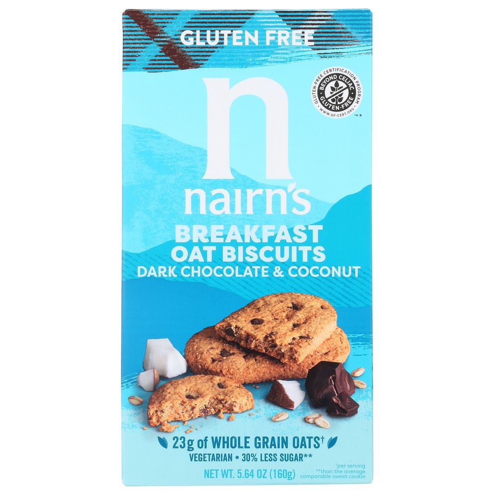NAIRNS: Dark Chocolate and Coconut Breakfast Oat Biscuits, 5.64 oz - #tag1# - #tag2#
