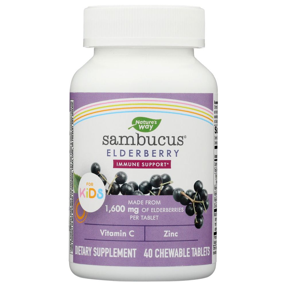 NATURES WAY: Sambucus Elderberry Chewable Tablets For Kids, 40 ea - #tag1# - #tag2#