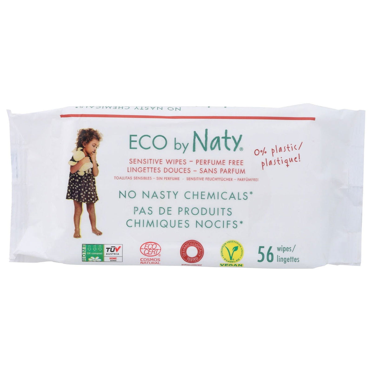 NATY-ECO BY NATY: Sensitive Baby Wipes Unscented, 56 ct - #tag1# - #tag2#