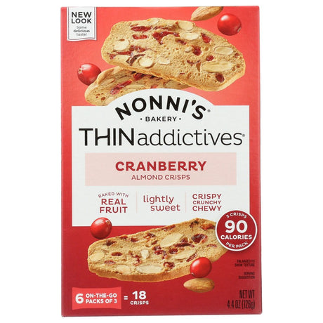 NONNIS: Cranberry Almond Thin Cookies, 4.44 oz - #tag1# - #tag2#