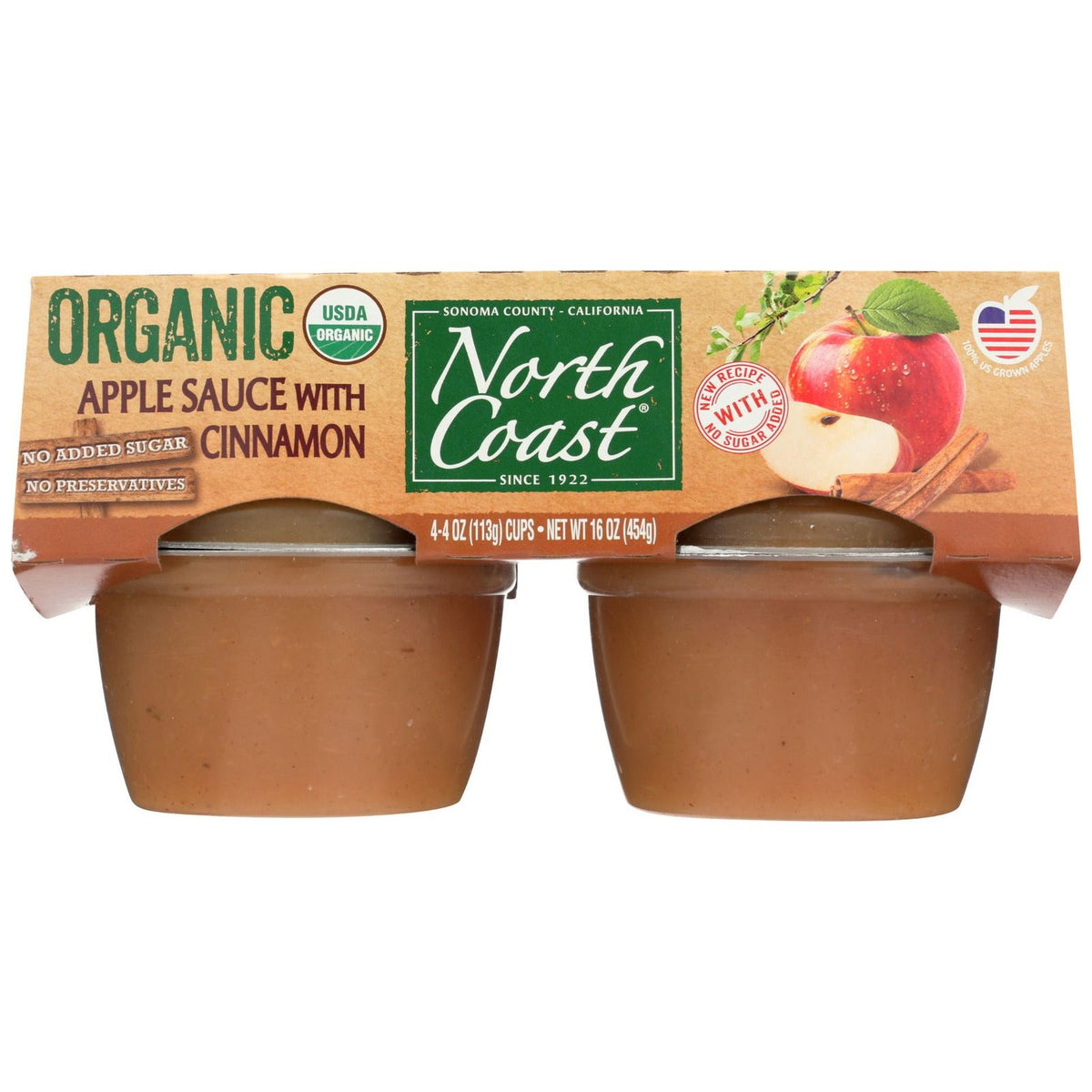 NORTH COAST: Applesauce With Cinnamon 4 pack Organic, 16 oz - Sunshine Co Op. - #tag1# - #tag2# - #tag3# - #tag4#