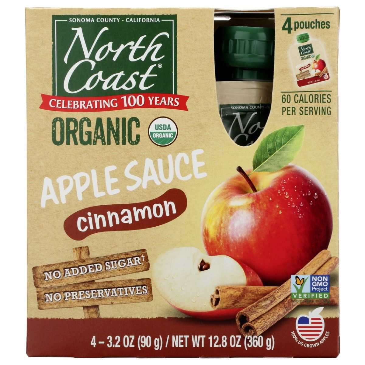 NORTH COAST: Cinnamon Apple Sauce Pouches, 12.8 oz - Sunshine Co Op. - #tag1# - #tag2# - #tag3# - #tag4#