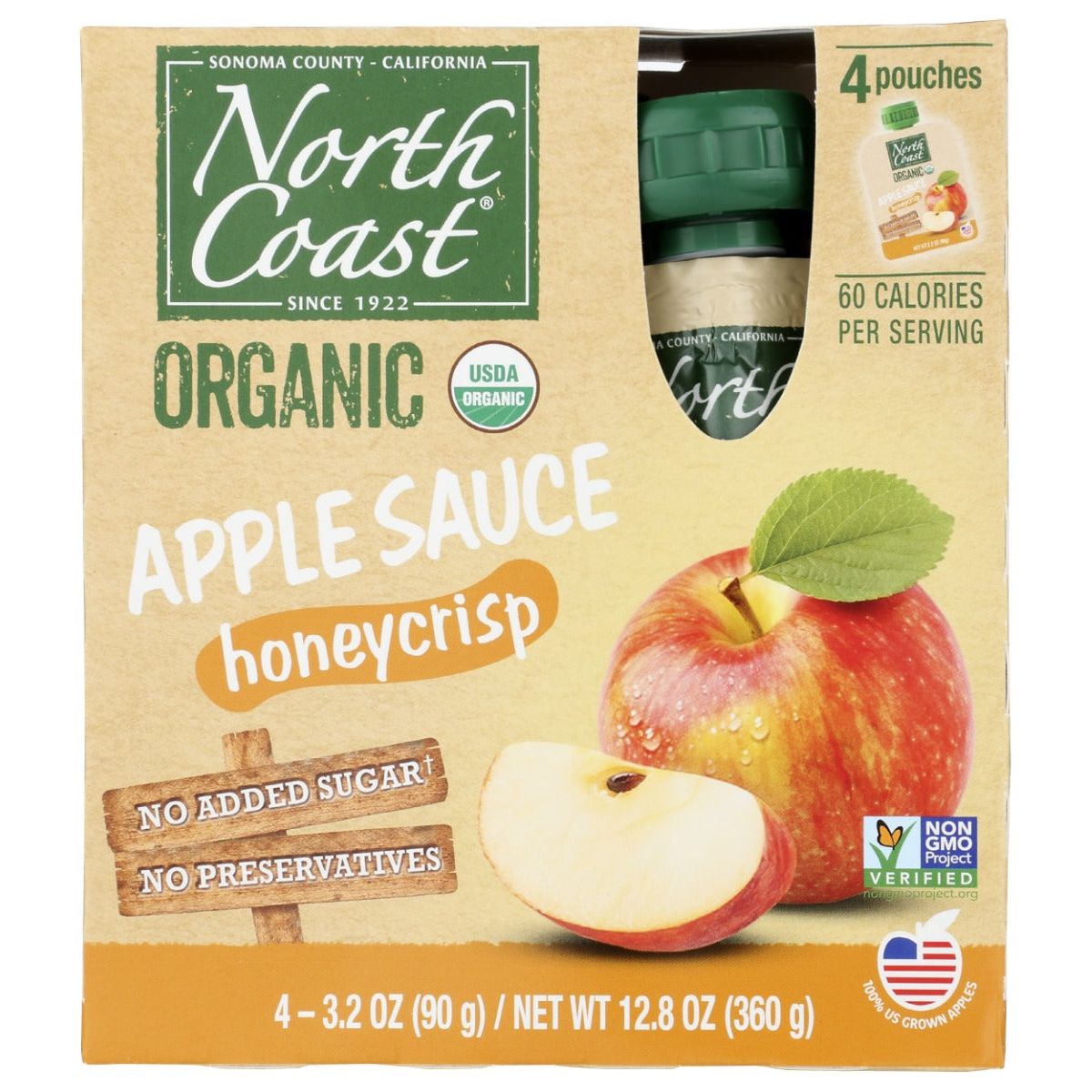 NORTH COAST: Organic Honeycrisp Apple Sauce Pouches 4Pk, 12.8 oz - #tag1# - #tag2#