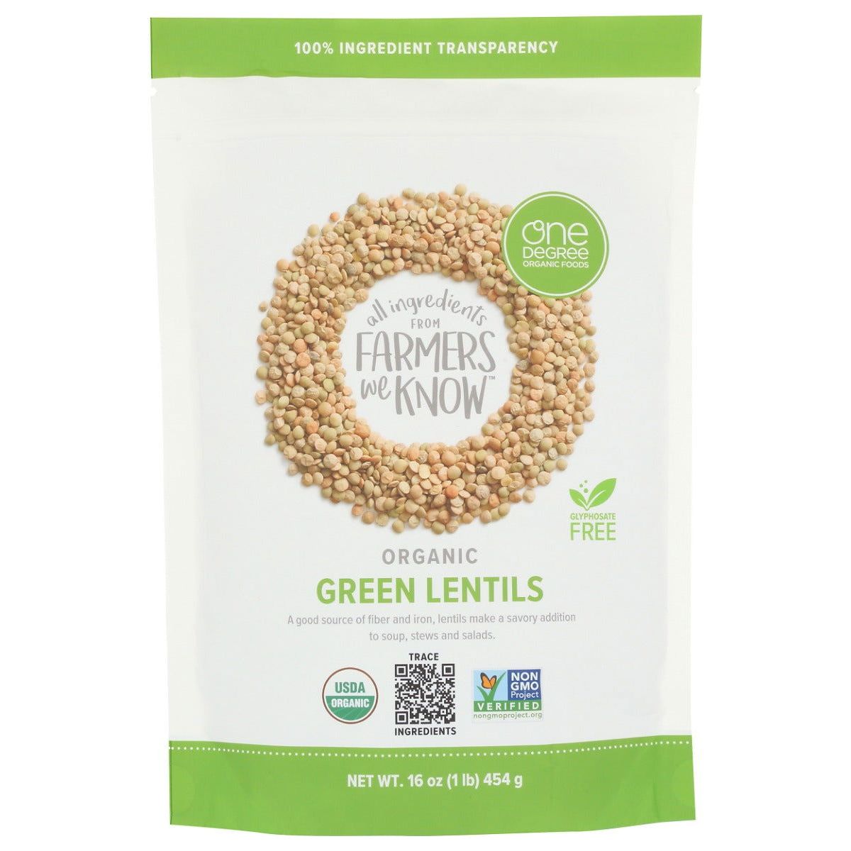 ONE DEGREE: Organic Green Lentils, 16 oz - Sunshine Co Op. - #tag1# - #tag2# - #tag3# - #tag4#