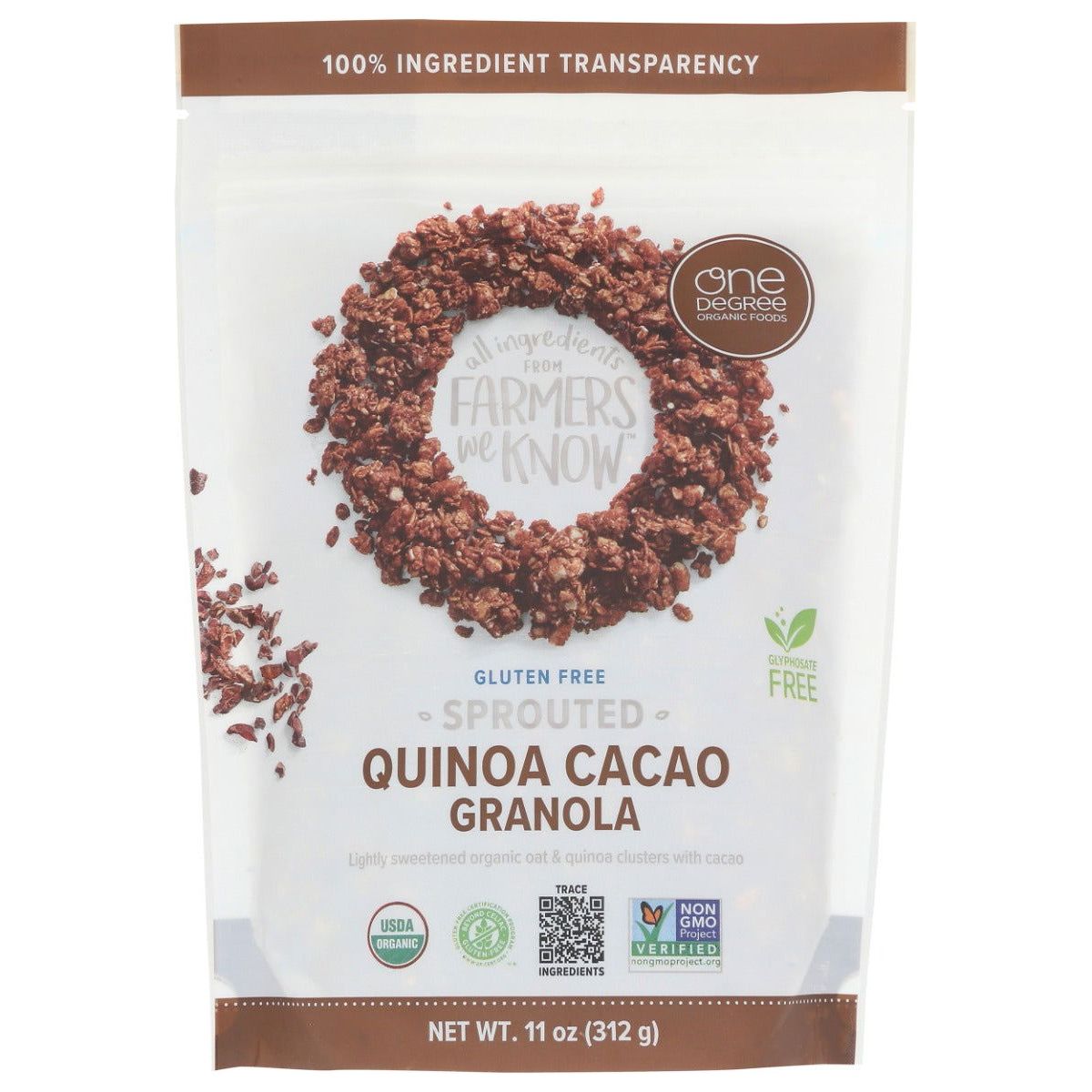 ONE DEGREE: Sprouted Oat Granola Quinoa Cacao, 11 oz - Sunshine Co Op. - #tag1# - #tag2# - #tag3# - #tag4#