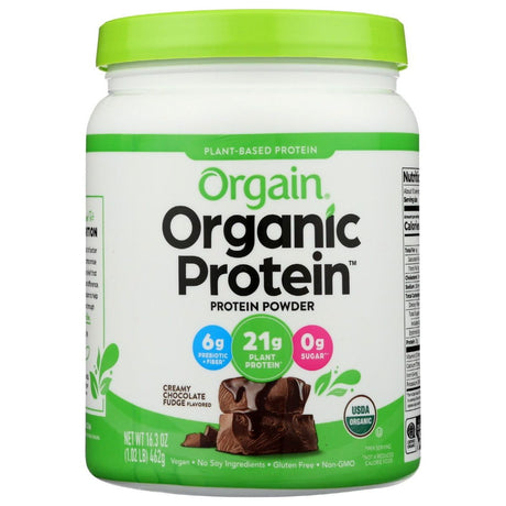 ORGAIN: Organic Protein Plant Based Protein Powder Creamy Chocolate Fudge, 16.3 oz - Sunshine Co Op. - #tag1# - #tag2# - #tag3# - #tag4#