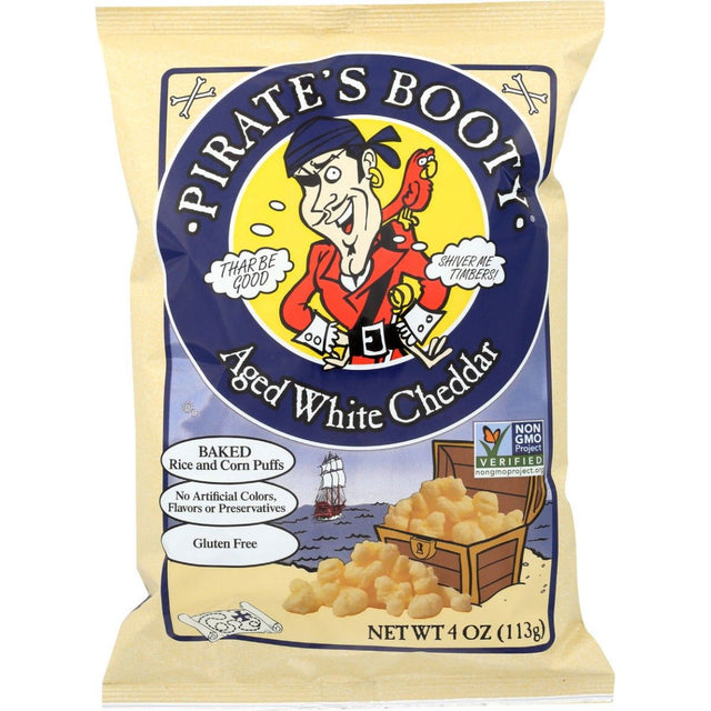 PIRATE BRANDS: Aged White Cheddar Rice and Corn Puffs, 4 oz - Sunshine Co Op. - #tag1# - #tag2# - #tag3# - #tag4#