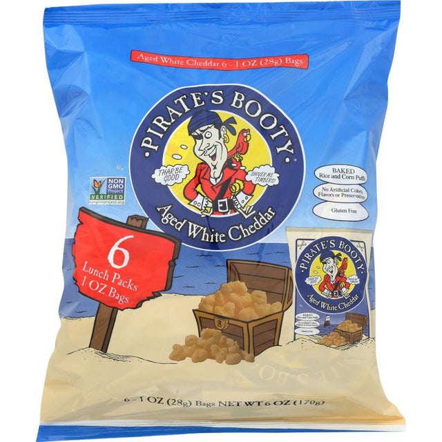 PIRATE BRANDS: Aged White Cheddar Rice and Corn Puffs 6Pk, 6 pc - Sunshine Co Op. - #tag1# - #tag2# - #tag3# - #tag4#