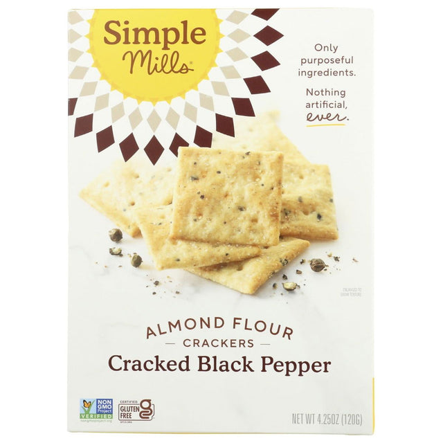 SIMPLE MILLS: Cracked Black Pepper Almond Flour Crackers, 4.25 oz - Sunshine Co Op. - #tag1# - #tag2# - #tag3# - #tag4#