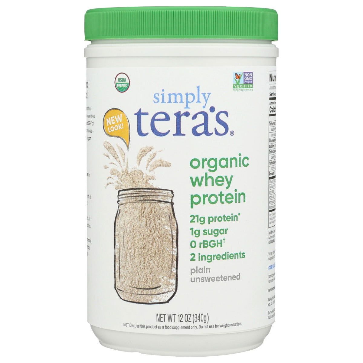 SIMPLY TERAS: Organic Whey Protein Plain Unsweetened, 12 oz - Sunshine Co Op. - #tag1# - #tag2# - #tag3# - #tag4#