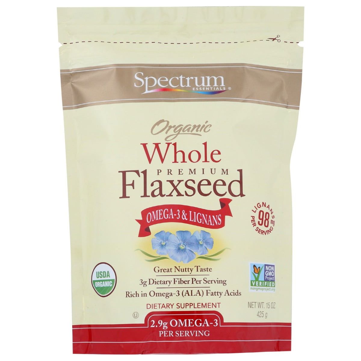 SPECTRUM ESSENTIALS: Organic Whole Premium Flaxseed, 15 oz - Sunshine Co Op. - #tag1# - #tag2# - #tag3# - #tag4#