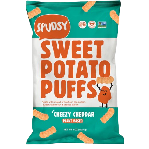 SPUDSY: Vegan Cheezy Cheddar Sweet Potato Puffs, 4 oz - Sunshine Co Op. - #tag1# - #tag2# - #tag3# - #tag4#