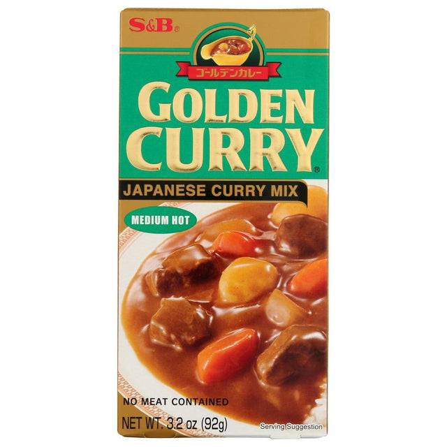 S & B: Golden Curry Mix Medium Hot, 3.2 oz - Sunshine Co Op. - #tag1# - #tag2# - #tag3# - #tag4#