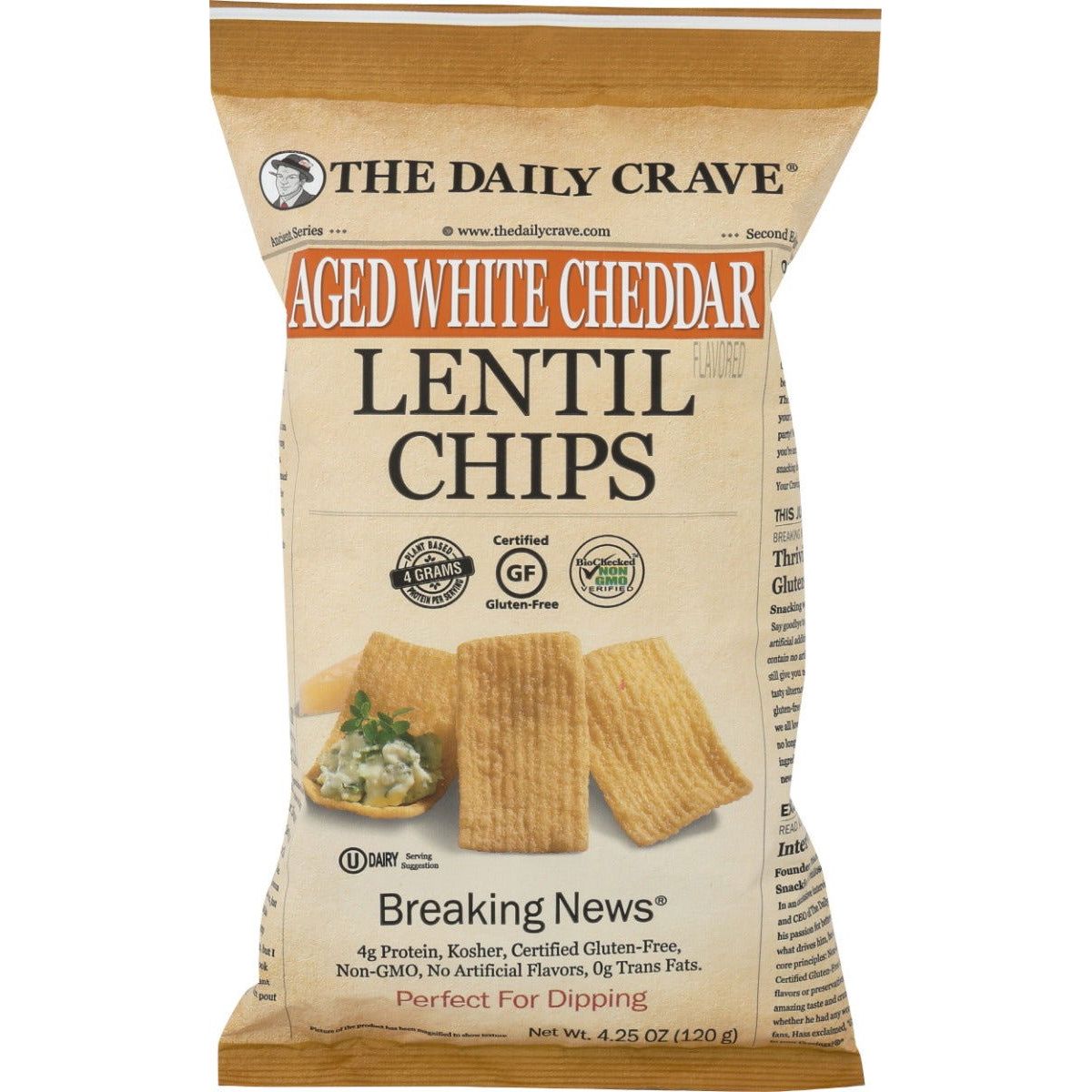 THE DAILY CRAVE: Aged White Cheddar Lentil Chips, 4.25 oz - Sunshine Co Op. - #tag1# - #tag2# - #tag3# - #tag4#