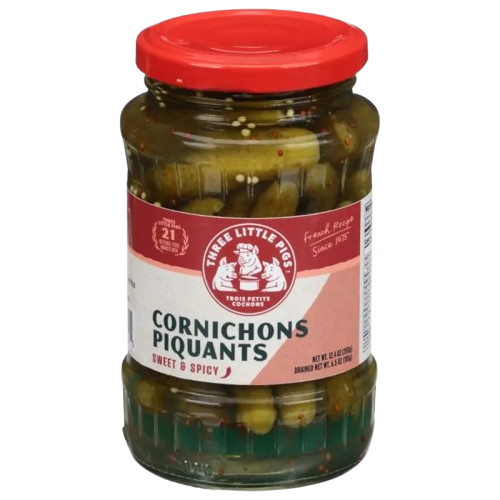 THREE LITTLE PIGS: Cornichons Piquants Spicy, 12.4 oz - Sunshine Co Op. - #tag1# - #tag2# - #tag3# - #tag4#