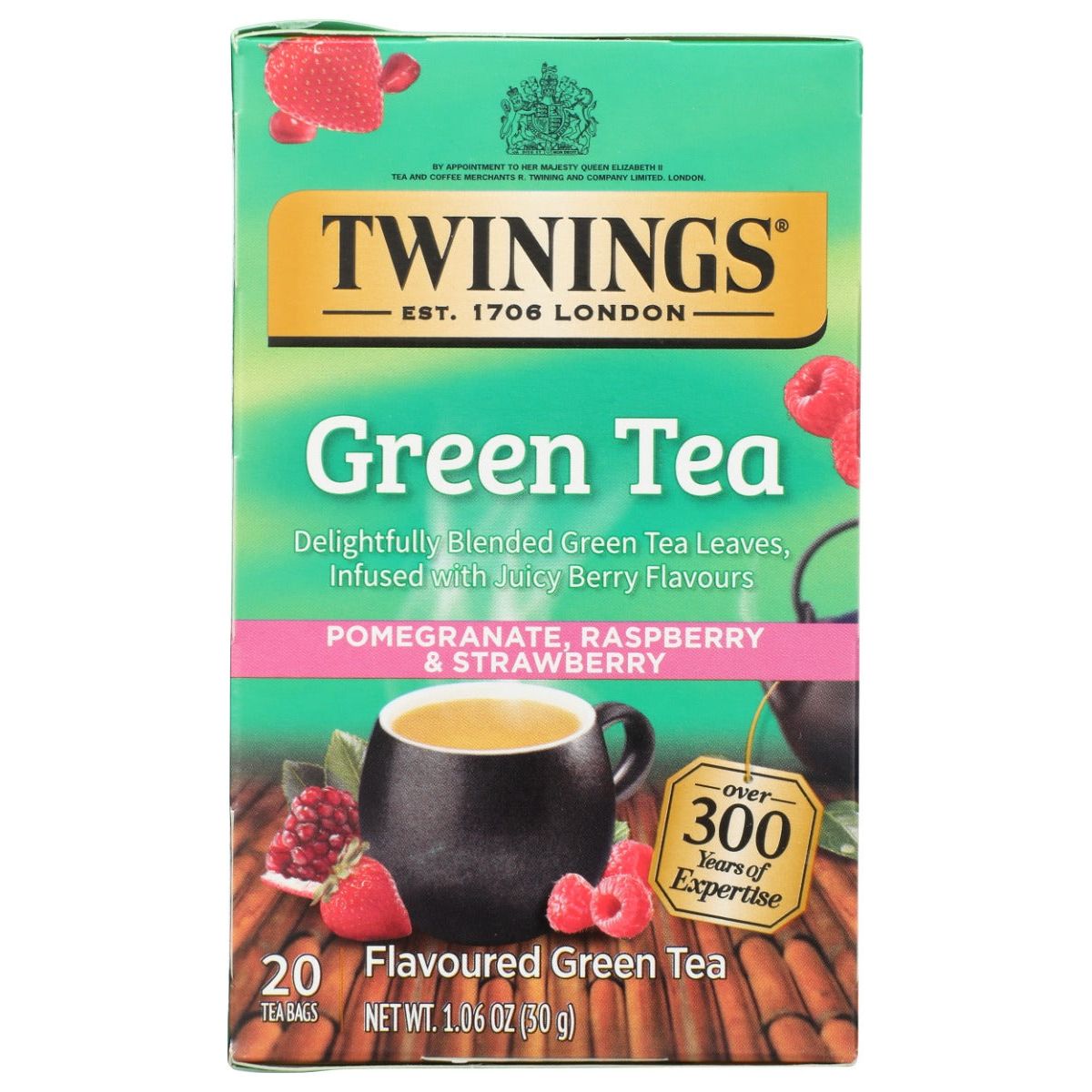 TWININGS OF LONDON: Green Tea Pomegranate Raspberry & Strawberry, 20 Tea Bags, 1.06 Oz - Sunshine Co Op. - #tag1# - #tag2# - #tag3# - #tag4#