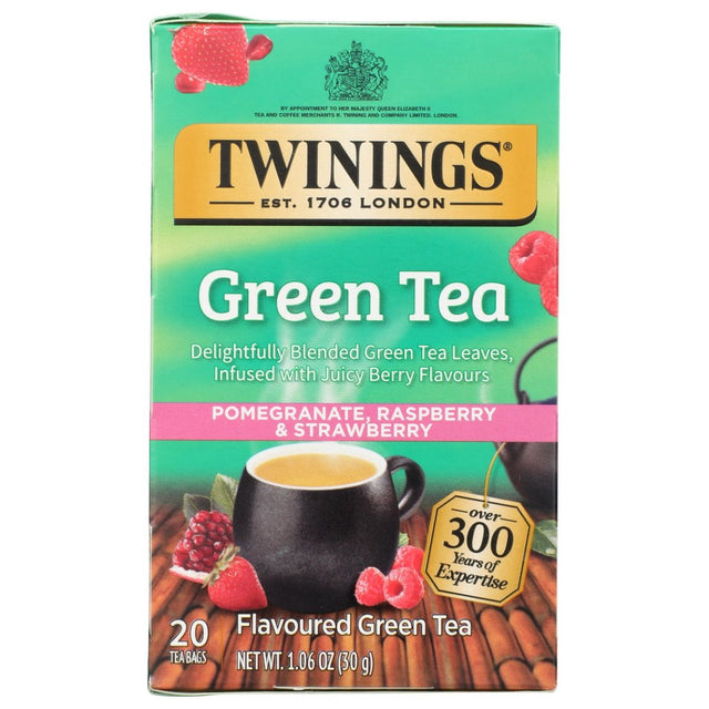 TWININGS OF LONDON: Green Tea Pomegranate Raspberry & Strawberry, 20 Tea Bags, 1.06 Oz - Sunshine Co Op. - #tag1# - #tag2# - #tag3# - #tag4#