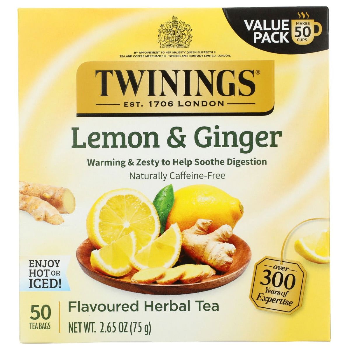 TWINING TEA: Lemon & Ginger Herbal Tea, 50 bg - Sunshine Co Op. - #tag1# - #tag2# - #tag3# - #tag4#
