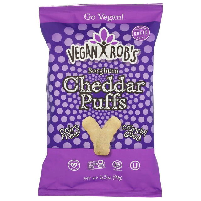 VEGANROBS: Dairy Free Sorghum Cheddar Puffs, 3.5 oz - Sunshine Co Op. - #tag1# - #tag2# - #tag3# - #tag4#