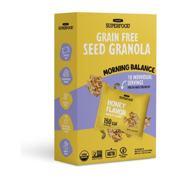 PLANET SUPERFOODS: Morning Balance Honey Seed Granola Snack, 10.6 oz