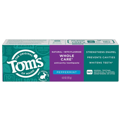 TOMS OF MAINE: Whole Care Peppermint Anticavity Toothpaste, 4 oz
