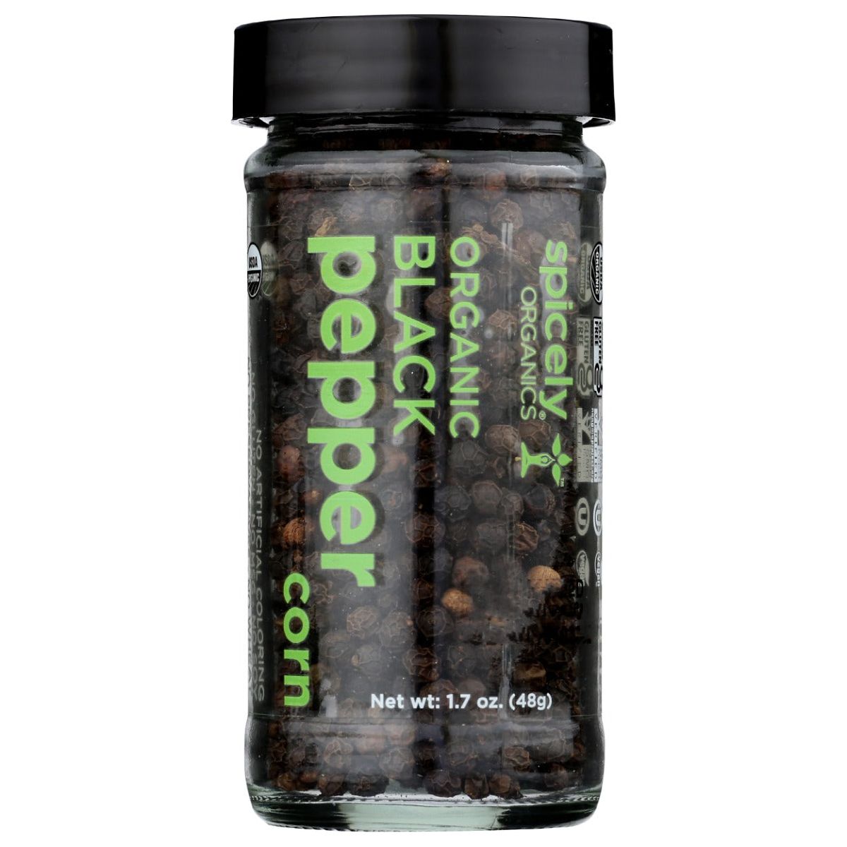SPICELY ORGANICS: Organic Black Peppercorn Jar, 1.7 oz