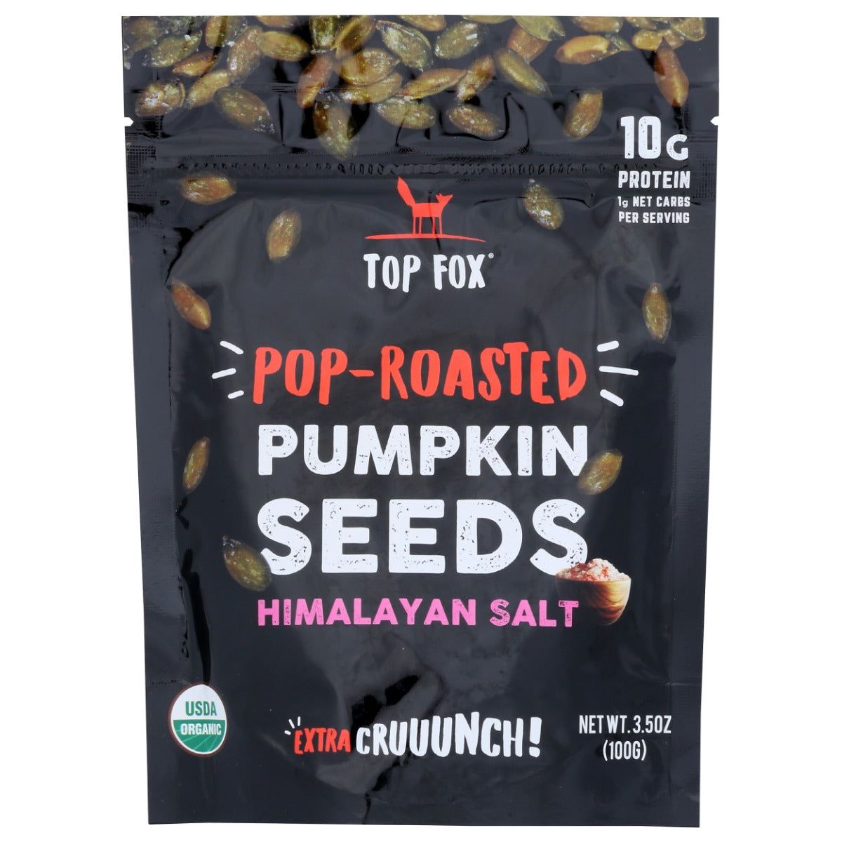 TOP FOX: Pop Roasted Himalayan Salt Pumpkin Seeds, 3.5 oz