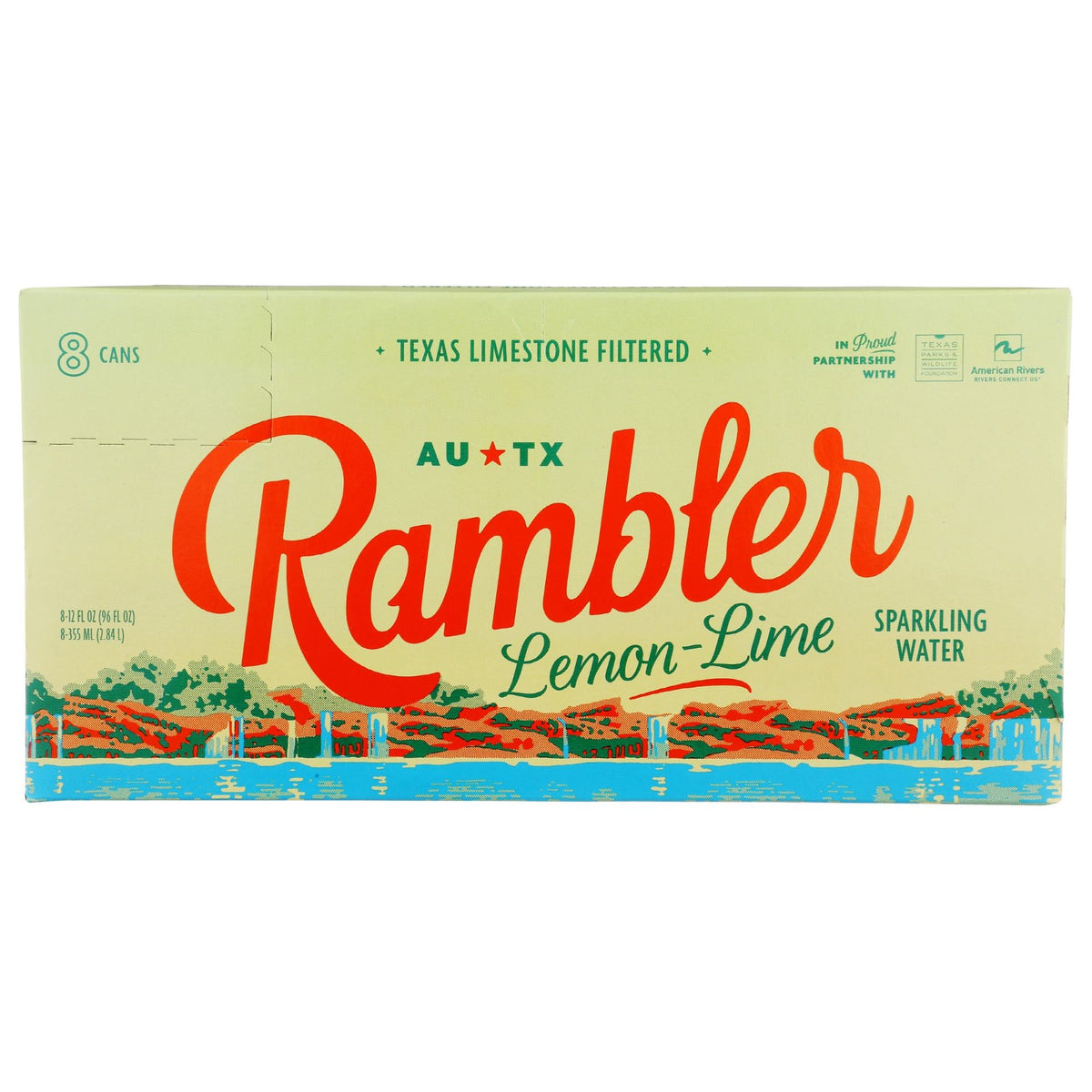 RAMBLER: Lemon Lime Sparkling Water 8Pk, 96 fo