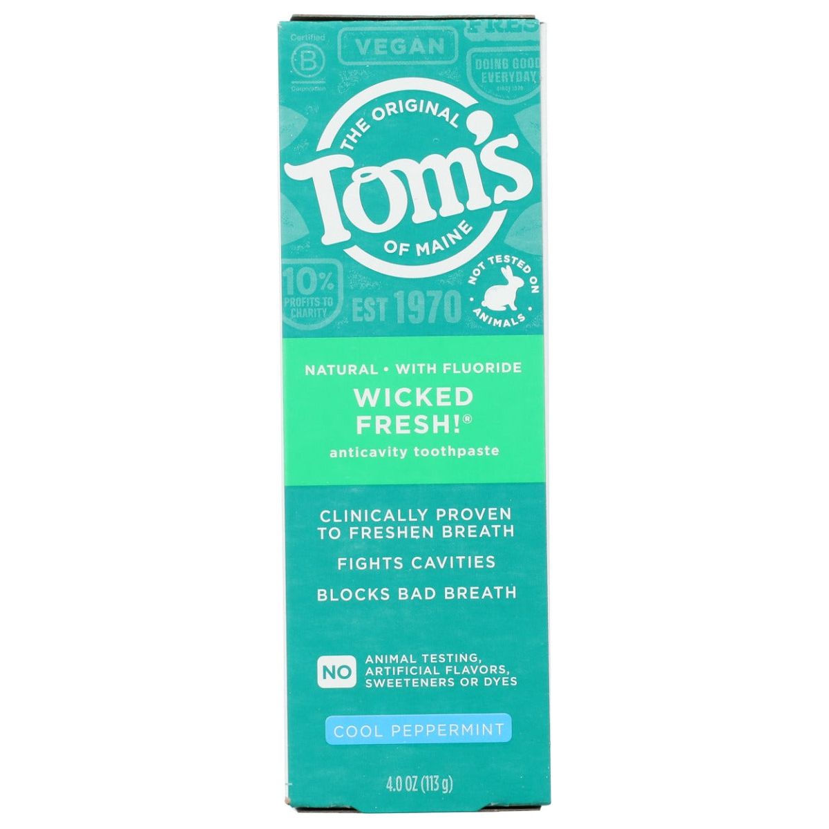 TOMS OF MAINE: Wicked Fresh Toothpaste Cool Peppermint, 4 oz