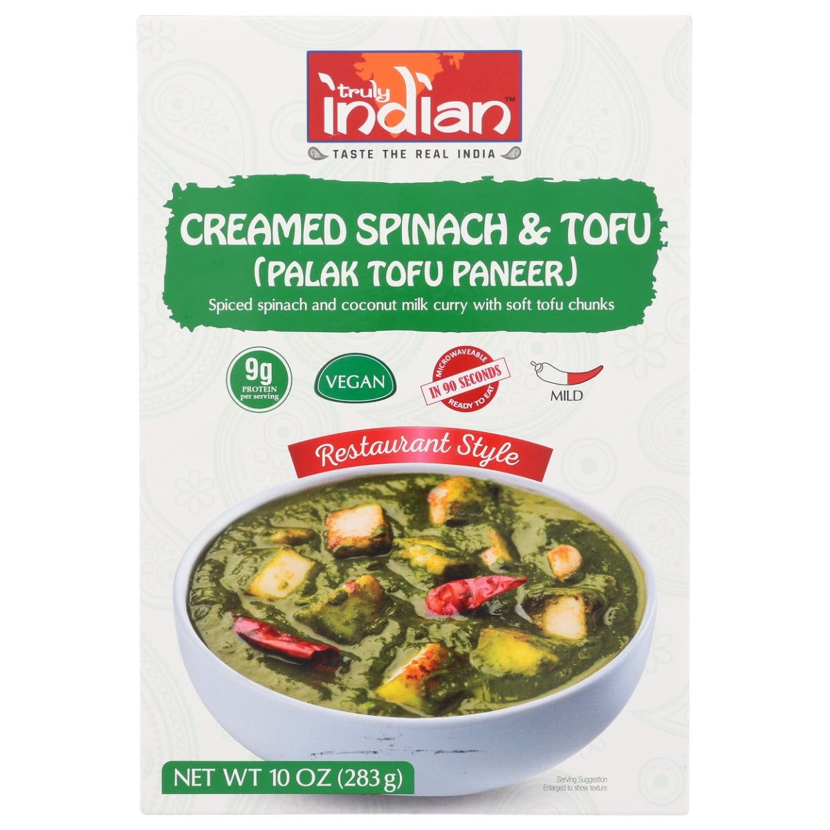 TRULY INDIAN: Creamed Spinach and Protein Curry Palak Tofu Paneer, 10 oz